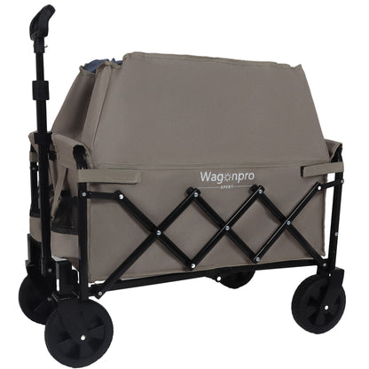 Expandable Dual-Layer Utility Wagon with 100% Extra Space - Grocery Cart for Camping, Shopping, Sports, Gardening, Fishing, Supports 225lbs, Beige - image 13