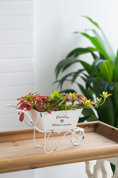 11.5x4x7" White Metal Decorative Disressed Wheelbarrow Planter, Tabletop Decor - image 10