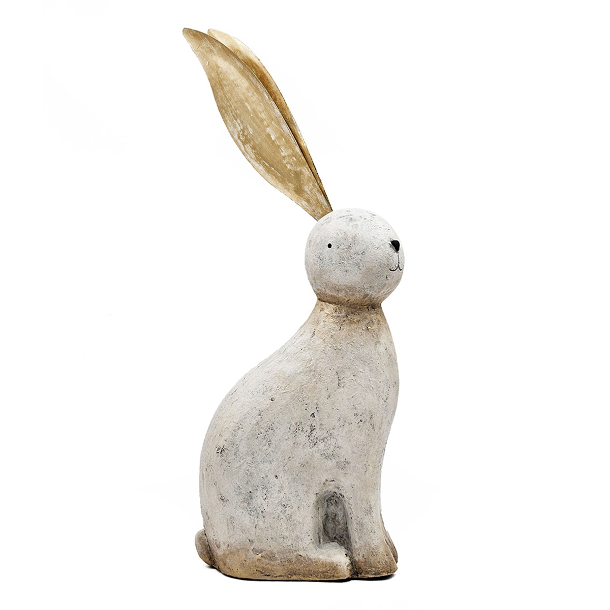 11x5.7x24.8" White Magnesium Rabbit Figurine with Gold Iron Ears - image 2