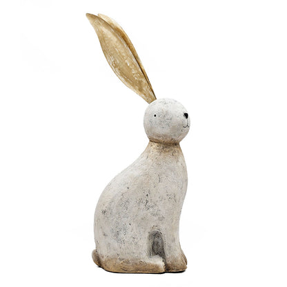 11x5.7x24.8" White Magnesium Rabbit Figurine with Gold Iron Ears - image 2