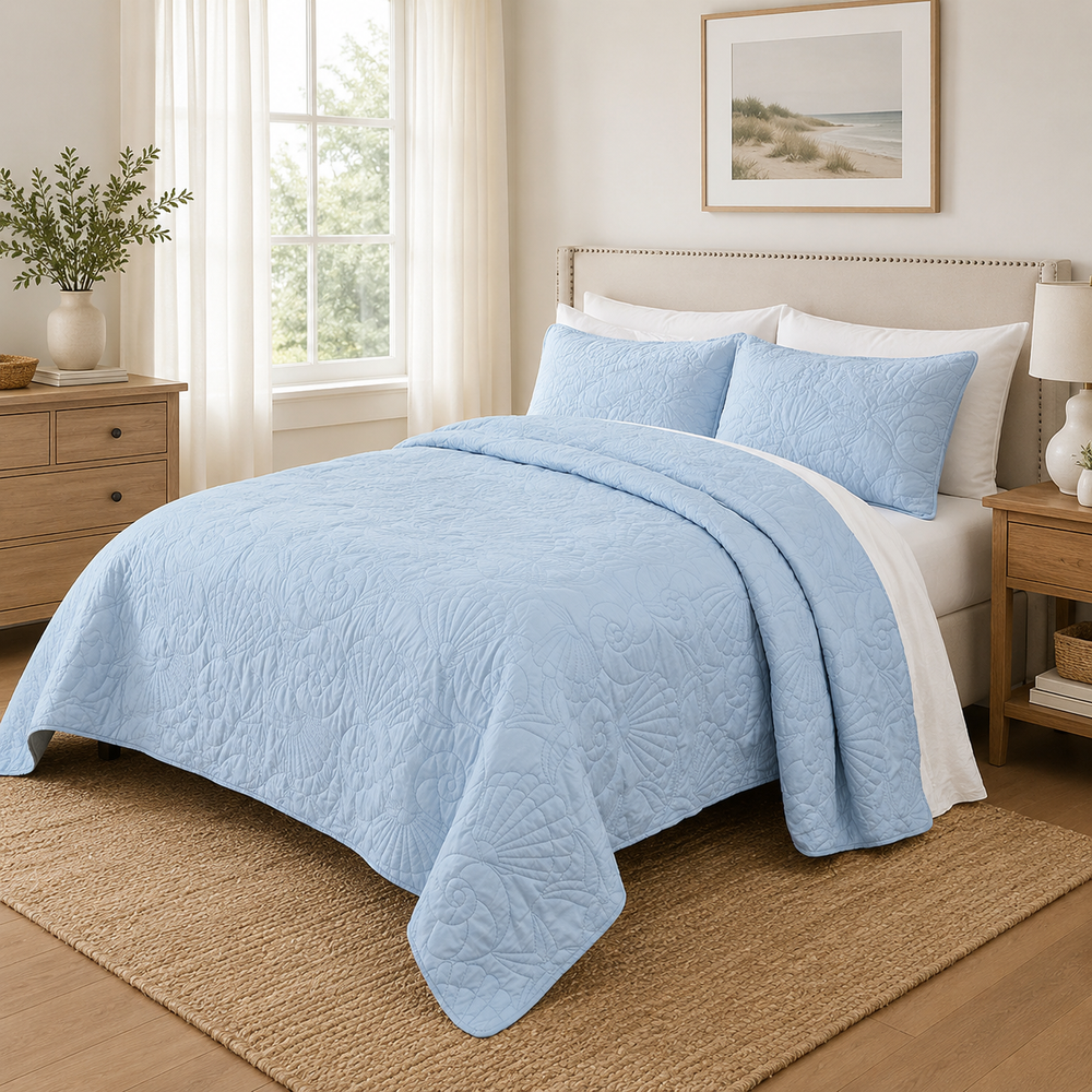 Shell Bedspread Quilted Shell Bedspread Ensemble | LTD Commodities