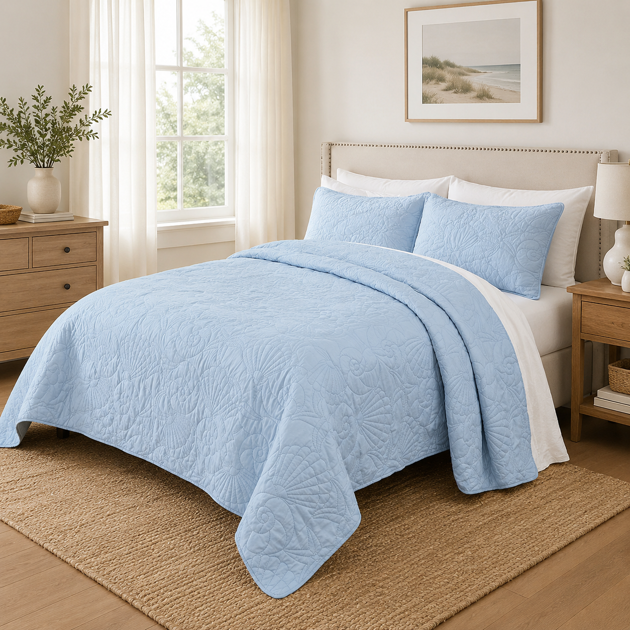 Quilted Shell Bedspread Ensemble