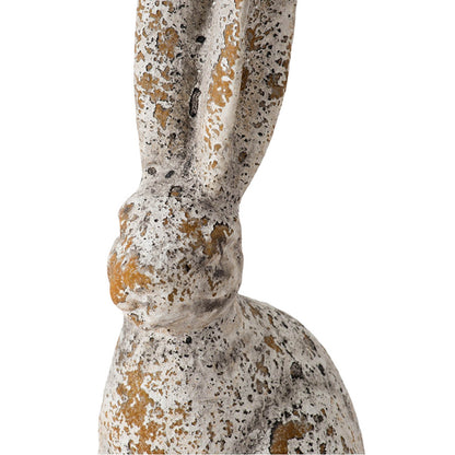 5.3x4.5x12.8" Weathered Cement Cream Rabbit Statue - image 4