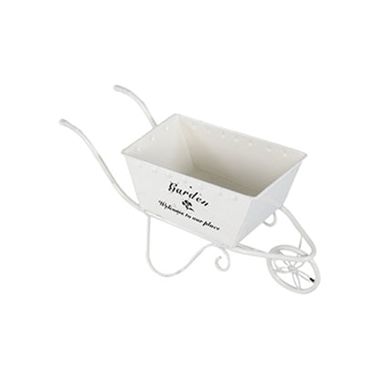 11.5x4x7" White Metal Decorative Disressed Wheelbarrow Planter, Tabletop Decor - image 3