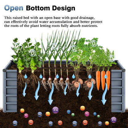 6x3x2ft Large Raised Garden Bed, Gray Rectangular Galvanized Metal Outdoor Planter with 269 Gallon Capacity and Deep Root Design, Ideal for Growing Vegetables, Flowers and Herbs - image 4