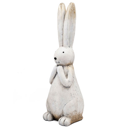 9.5x9.5x27.5" Textured White Magnesium Bunny Rabbit with Subtle Gold Details - image 5