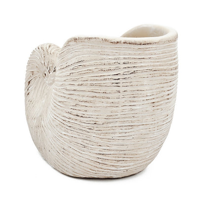 8.5x5.5x6.3" Sand and Cement Nautilus Shell Planter with Textured Beige Finish - image 10