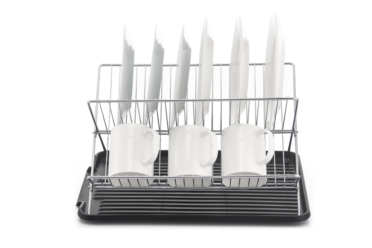 17 Inch X Shaped Stainless Steel 2-Tier Dish Rack for Kitchen Counter