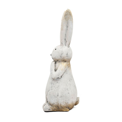 7.5x7x20" Textured White Magnesium Bunny Rabbit with Subtle Gold Details - image 6