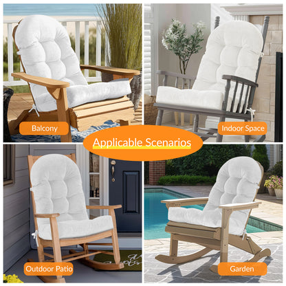 UV Resistant Indoor/Outdoor Chair Cushion - Waterproof Rocking & Adirondack Seat Pad with Elastic Back + 2 Anti-Slip Ties, Fade-Proof Design - image 3