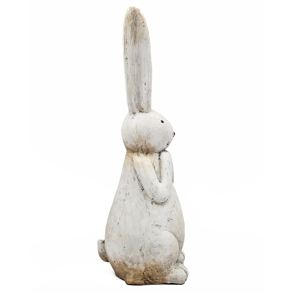 9.5x9.5x27.5" Textured White Magnesium Bunny Rabbit with Subtle Gold Details - image 4