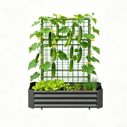 2-in-1 Raised Garden Bed with Trellis - 59" Tall Arch Planter Box for Climbing Plants, Outdoor Galvanized Metal Gardening Bed for Vegetables, Fruits, Flowers (Black, 4x2x1 Ft) - image 8