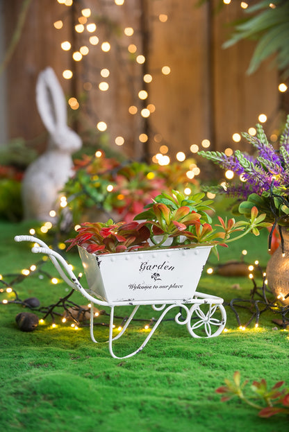 11.5x4x7" White Metal Decorative Disressed Wheelbarrow Planter, Tabletop Decor - image 17