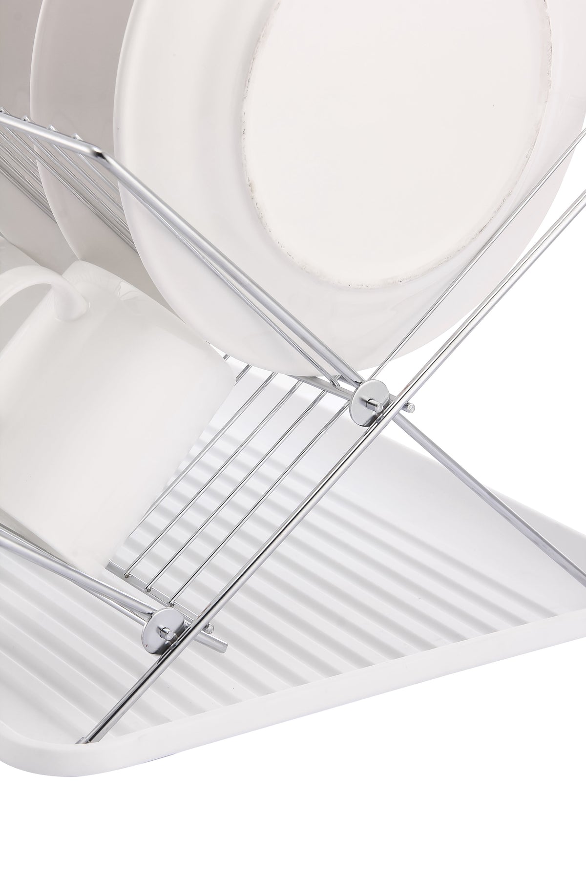 17 Inch X Shaped Stainless Steel 2-Tier Dish Rack for Kitchen Counter