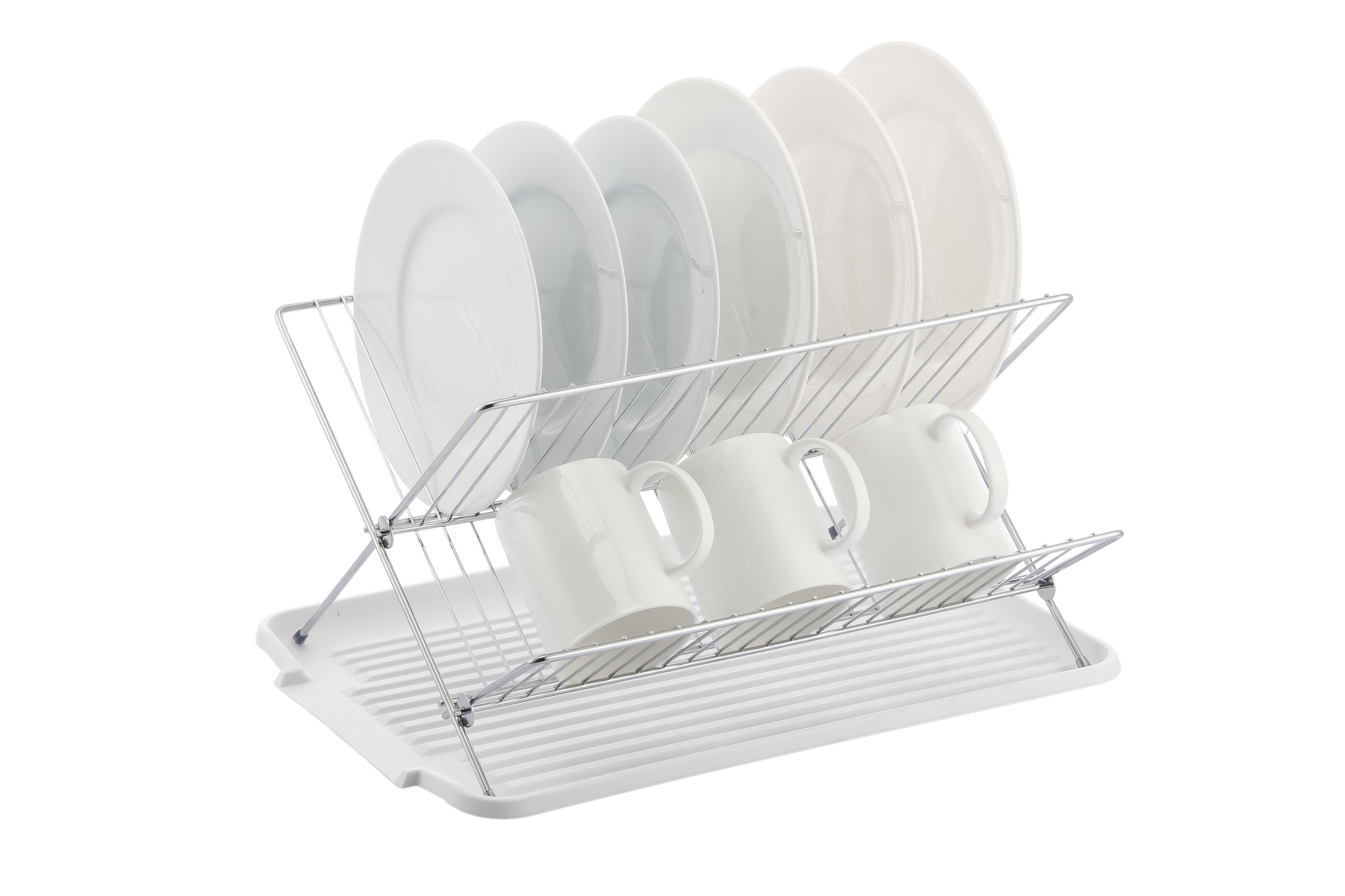 17 Inch X Shaped Stainless Steel 2-Tier Dish Rack for Kitchen Counter