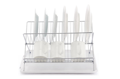 17 Inch X Shaped Stainless Steel 2-Tier Dish Rack for Kitchen Counter