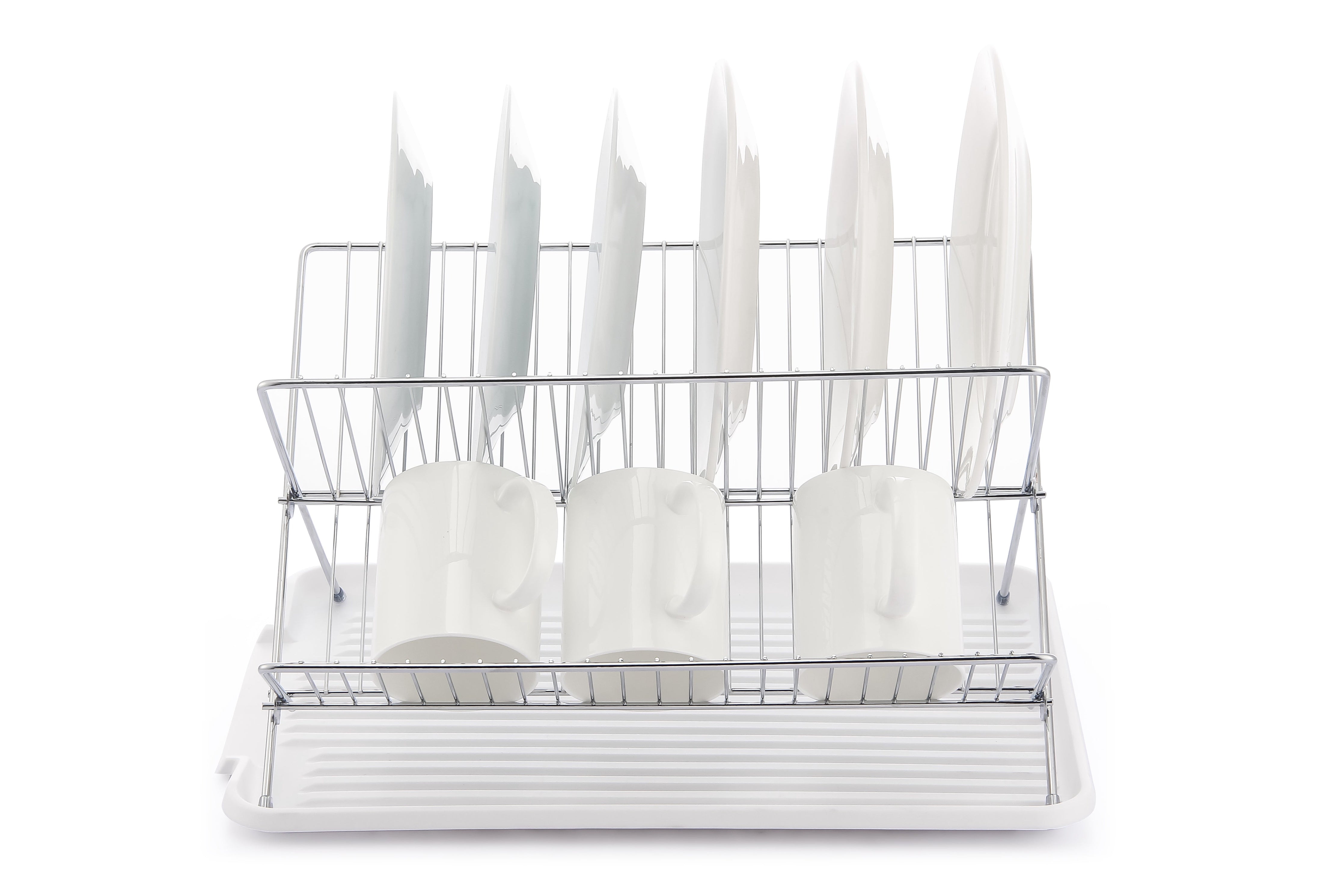 17 Inch X Shaped Stainless Steel 2-Tier Dish Rack for Kitchen Counter
