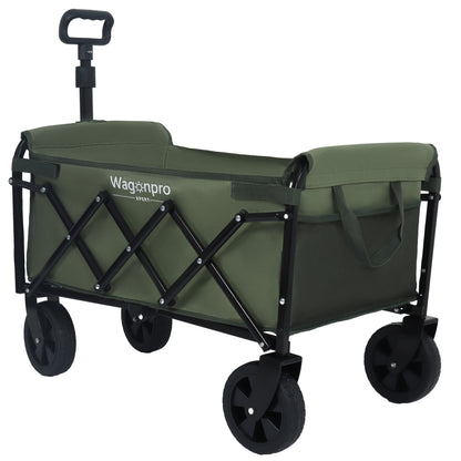 Expandable Dual-Layer Utility Wagon with 100% Extra Space - Grocery Cart for Camping, Shopping, Sports, Gardening, Fishing, Supports 225lbs, army green - image 5