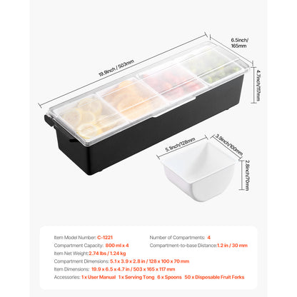 Chilled Condiment Server 4 Compartment Cold Serving Tray with Lid for Fruit - image 4