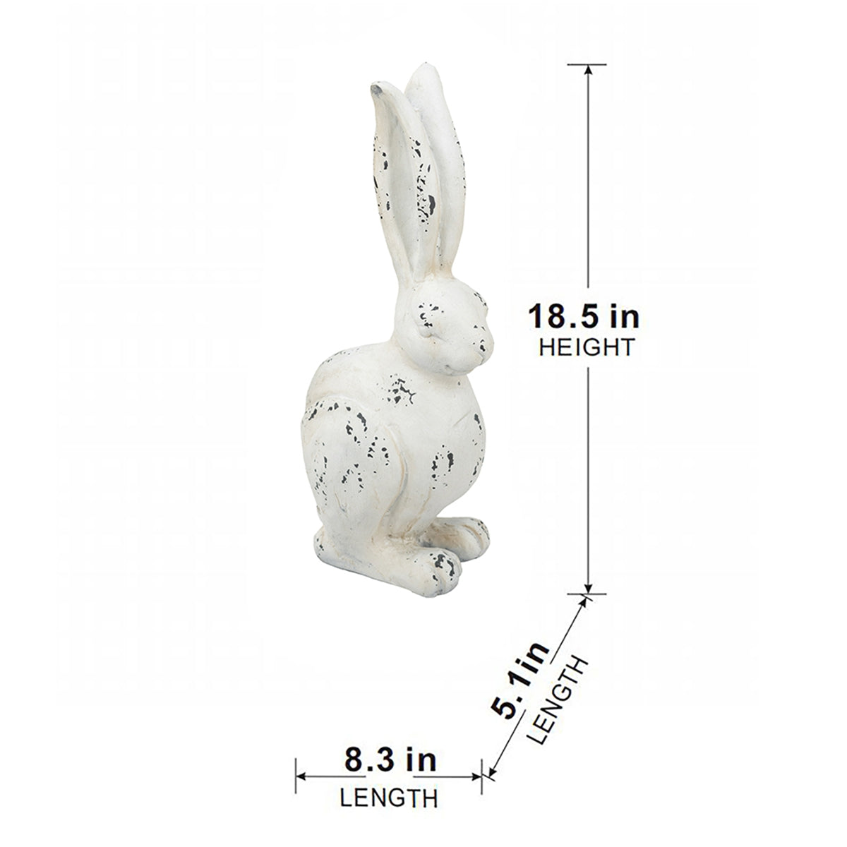 8.3x5.1x18.5" White Rustic Rabbit Figurine, Small - image 8