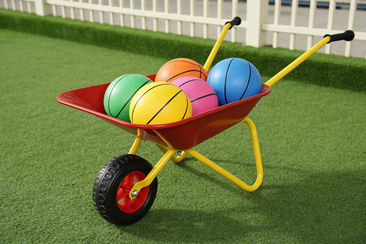 Children's metal wheelbarrow, Maximum load capacity: 33LBS,children's heavy wheelbarrow, metal structure wheelbarrow, steel tray, can be used in gardens, loading leaves, soil, sand, etc. (red) - image 2