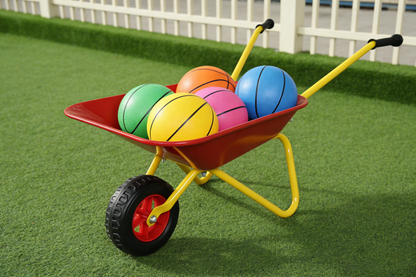 Children's metal wheelbarrow, Maximum load capacity: 33LBS,children's heavy wheelbarrow, metal structure wheelbarrow, steel tray, can be used in gardens, loading leaves, soil, sand, etc. (red) - image 2