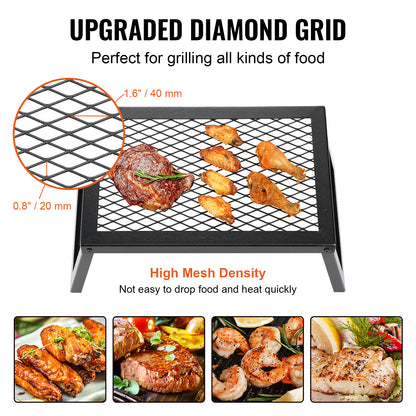 Folding Campfire Grill, Heavy Duty Steel Mesh Grate, 18" Portable Camping Grates Over Fire Pit, Camp Fire Cooking Equipment with Legs Carrying Bag, Grilling Rack for Outdoor Open Flame Cooking - image 6