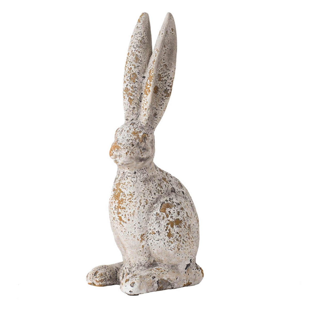 5.3x4.5x12.8" Weathered Cement Cream Rabbit Statue - image 6