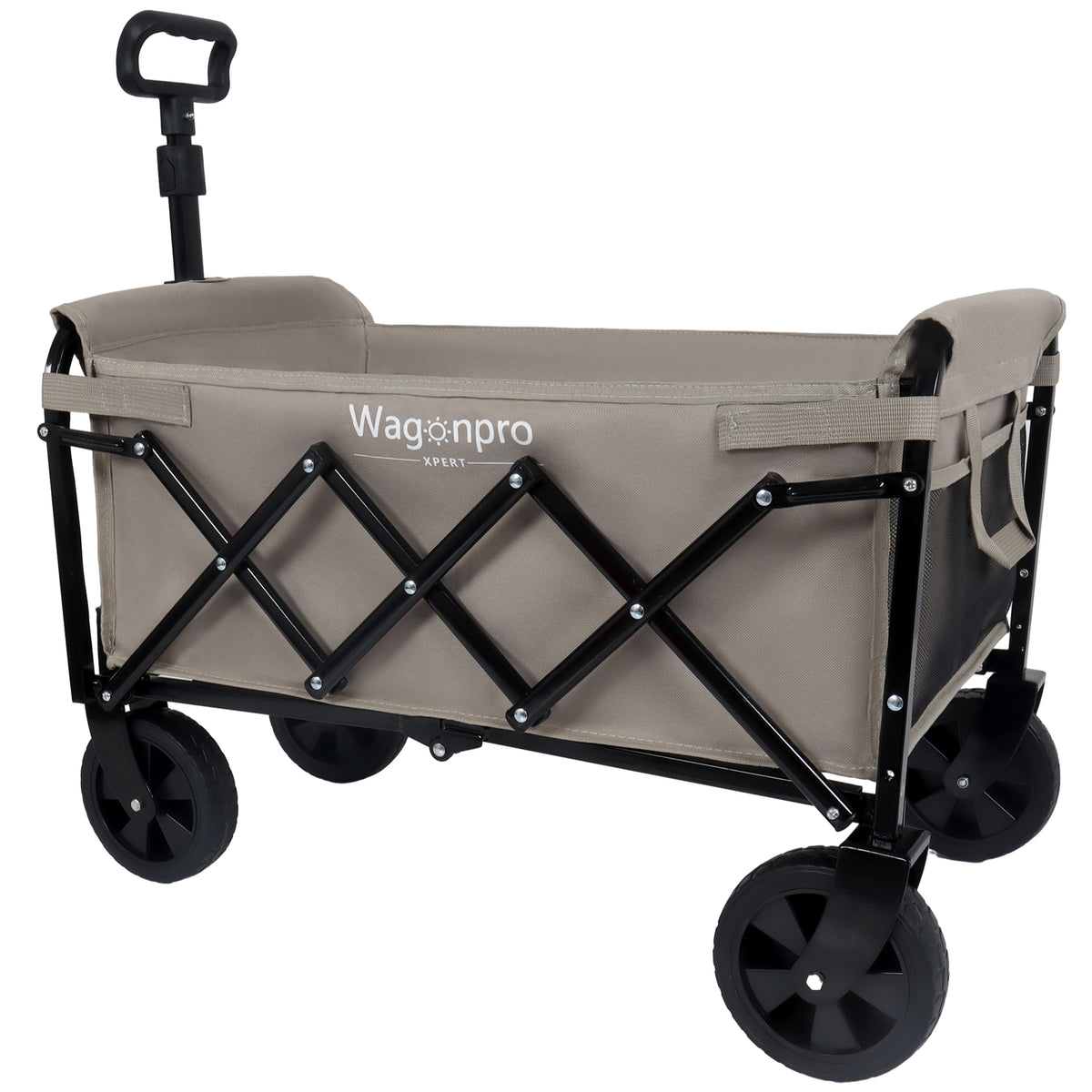 Expandable Dual-Layer Utility Wagon with 100% Extra Space - Grocery Cart for Camping, Shopping, Sports, Gardening, Fishing, Supports 225lbs, Beige - image 7
