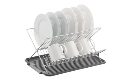 17 Inch X Shaped Stainless Steel 2-Tier Dish Rack for Kitchen Counter