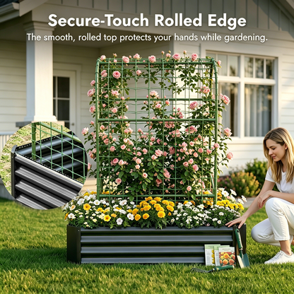 2-in-1 Raised Garden Bed with Trellis - 59" Tall Arch Planter Box for Climbing Plants, Outdoor Galvanized Metal Gardening Bed for Vegetables, Fruits, Flowers (Black, 4x2x1 Ft) - image 4