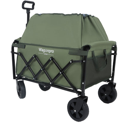 Expandable Dual-Layer Utility Wagon with 100% Extra Space - Grocery Cart for Camping, Shopping, Sports, Gardening, Fishing, Supports 225lbs, army green - image 11