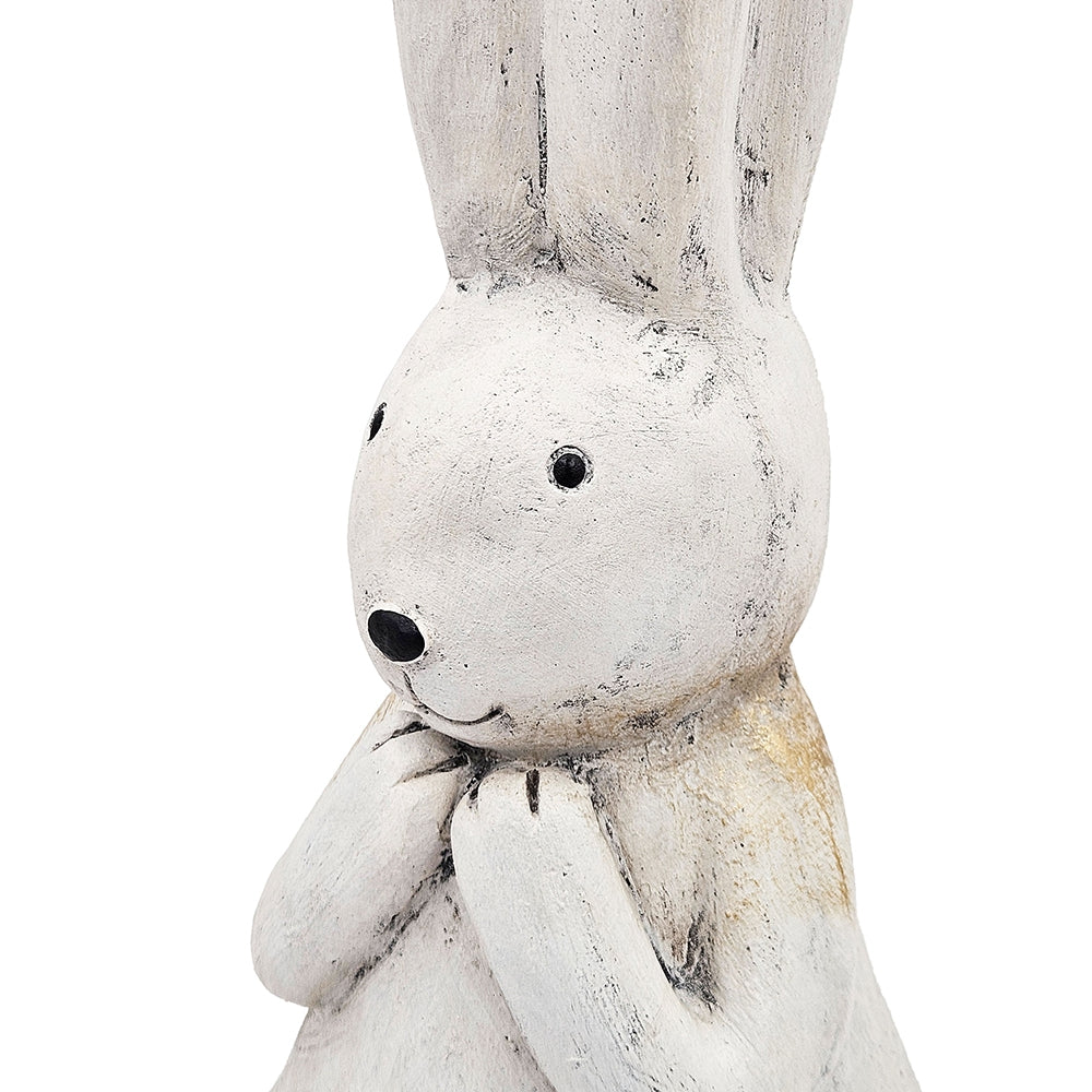 7.5x7x20" Textured White Magnesium Bunny Rabbit with Subtle Gold Details - image 8