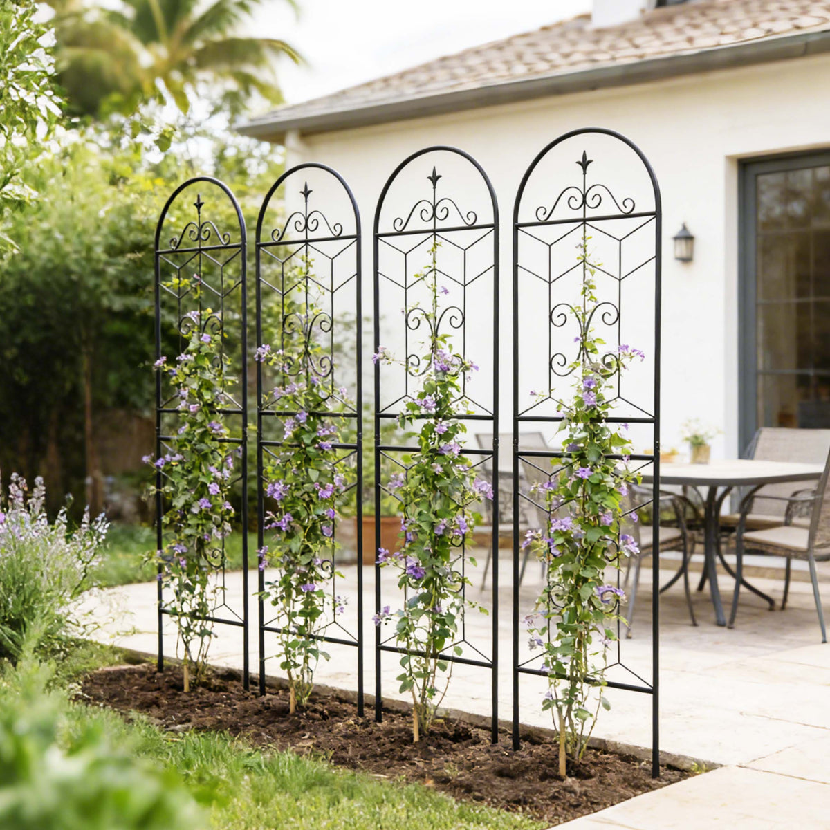 4 Pack Metal Garden Trellis 71" x 19.7" Rustproof Trellis for Climbing Plants Outdoor Flower Support Black - image 7