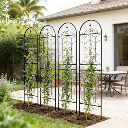 4 Pack Metal Garden Trellis 71" x 19.7" Rustproof Trellis for Climbing Plants Outdoor Flower Support Black - image 7