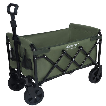 Expandable Dual-Layer Utility Wagon with 100% Extra Space - Grocery Cart for Camping, Shopping, Sports, Gardening, Fishing, Supports 225lbs, army green - image 7