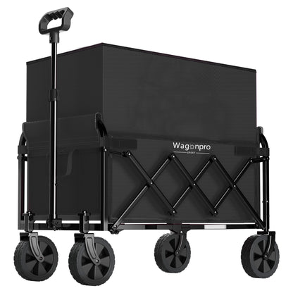 Expandable Dual-Layer Utility Wagon with 100% Extra Space - 220lbs Grocery Cart for Camping, Shopping, Sports, Gardening, Fishing, Black - image 8