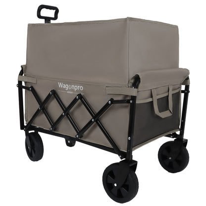 Expandable Dual-Layer Utility Wagon with 100% Extra Space - Grocery Cart for Camping, Shopping, Sports, Gardening, Fishing, Supports 225lbs, Beige - image 11