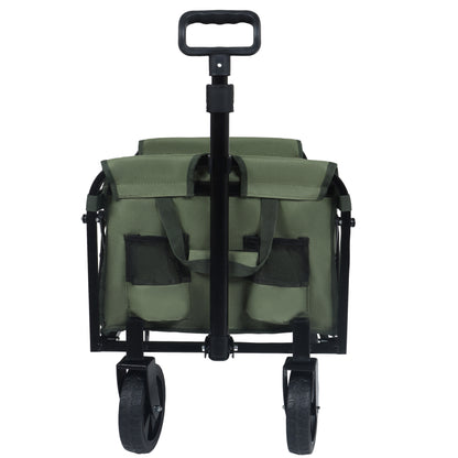 Expandable Dual-Layer Utility Wagon with 100% Extra Space - Grocery Cart for Camping, Shopping, Sports, Gardening, Fishing, Supports 225lbs, army green - image 3