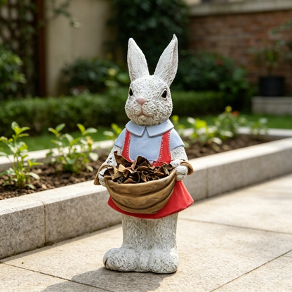 Simulated Pink Rabbit Statue Flower Pot Ornament, 17 in Resin Crafts Garden Sculpture Decor, Household Guardian Figurine, Ideal Gift for Independence Day for Yard Home Outdoor Decor - image 11