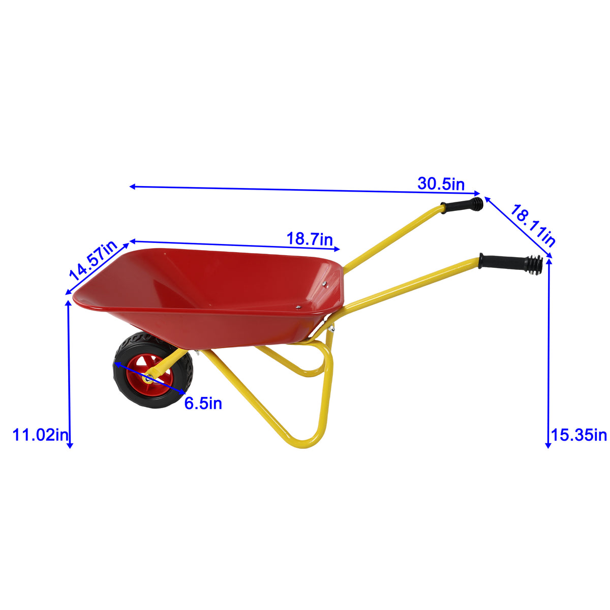 Children's metal wheelbarrow, Maximum load capacity: 33LBS,children's heavy wheelbarrow, metal structure wheelbarrow, steel tray, can be used in gardens, loading leaves, soil, sand, etc. (red) - image 19