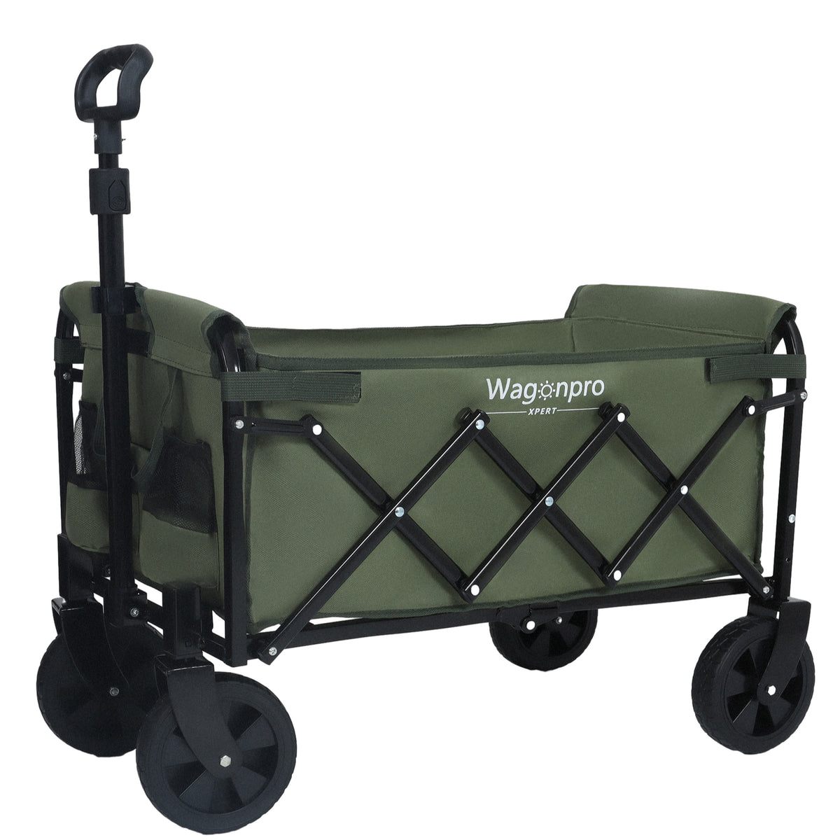 Expandable Dual-Layer Utility Wagon with 100% Extra Space - Grocery Cart for Camping, Shopping, Sports, Gardening, Fishing, Supports 225lbs, army green - image 4