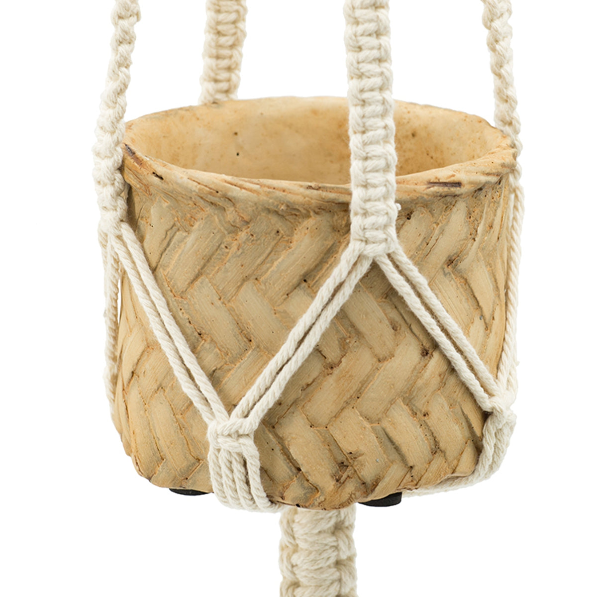 Set of 2, 5x5x4.5" Hanging Planter With Cotton Hanger, Bohemian Style - image 5