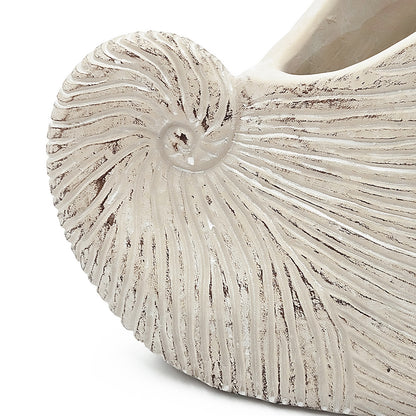 8.5x5.5x6.3" Sand and Cement Nautilus Shell Planter with Textured Beige Finish - image 9