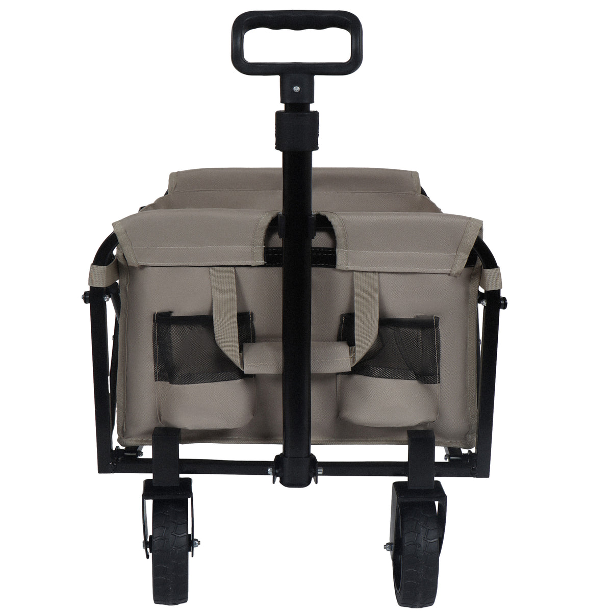Expandable Dual-Layer Utility Wagon with 100% Extra Space - Grocery Cart for Camping, Shopping, Sports, Gardening, Fishing, Supports 225lbs, Beige - image 3