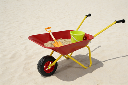 Children's metal wheelbarrow, Maximum load capacity: 33LBS,children's heavy wheelbarrow, metal structure wheelbarrow, steel tray, can be used in gardens, loading leaves, soil, sand, etc. (red) - image 4