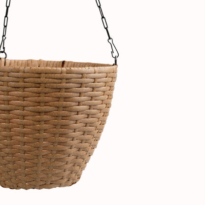 SOLHOME 10.6" Resin Wicker Set of 2 Hanging Planters with Steel Frame – Indoor Outdoor Plant Holders with Steel Hangers and PE Liner - image 8