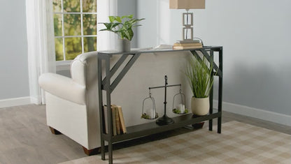 Narrow Console Table with Built in Outlet 33"H