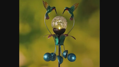 Solar Hummingbird Duo Spinning Garden Stake
