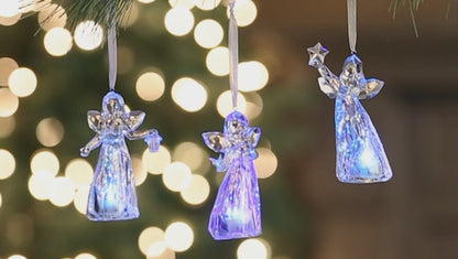 Christmas Angel Trio Ornament Set Color Changing